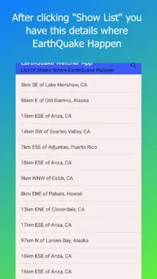 EarthQuake Watcher android App screenshot 1